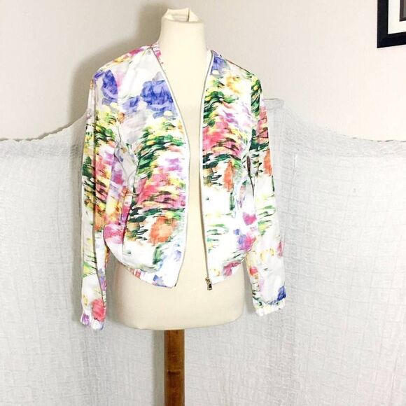 H&M Floral Print Bomber Lightweight Jacket Size 6 - Picture 4 of 8